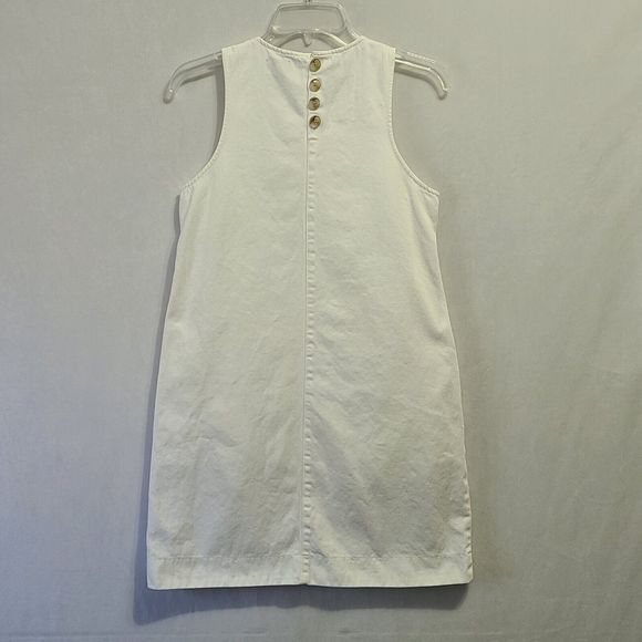 J. CREW White Denim Sleeveless Shift Dress Women's 4 Button Back Closure Pockets - Picture 4 of 12
